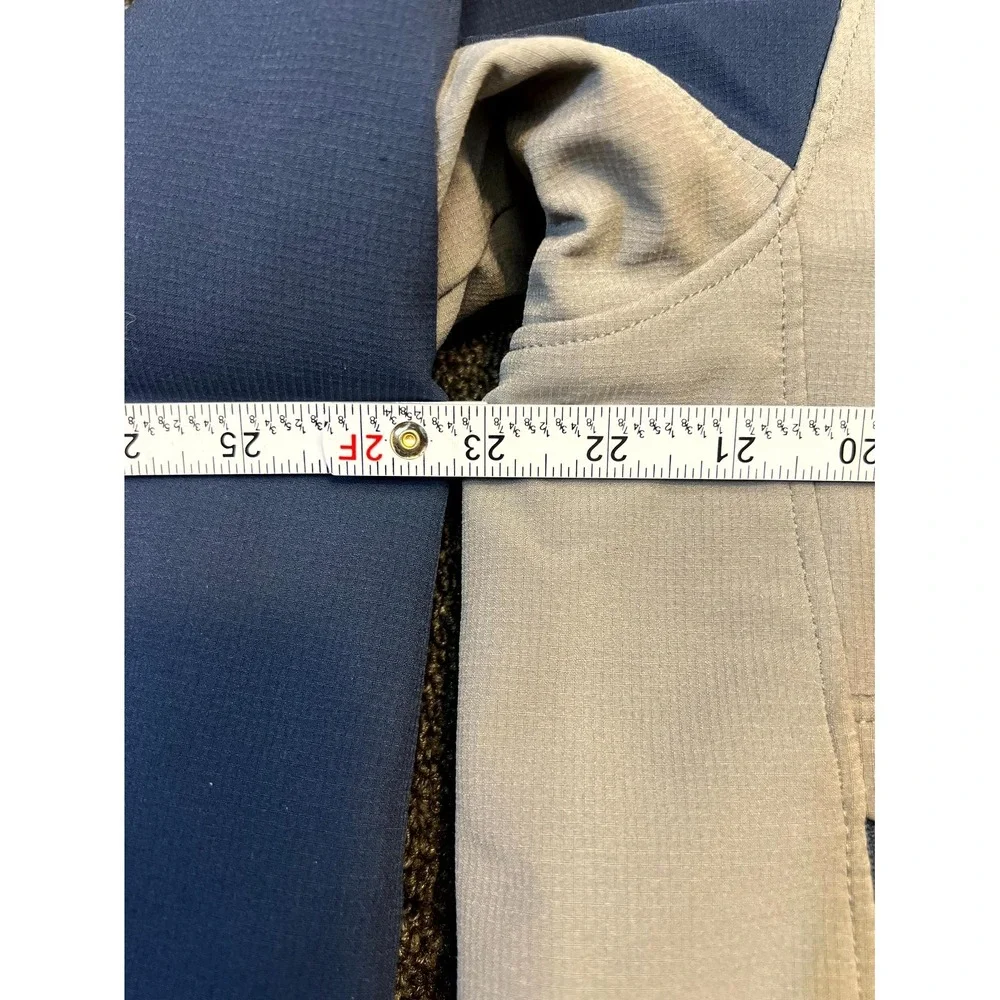 The North Face Primaloft Jacket Mens Large Blue Beige Insulated Softshell Hoodie